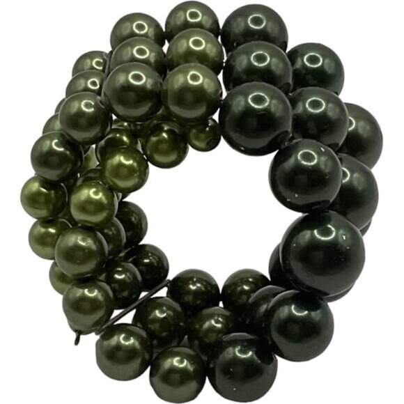 Expandable Green Beaded Bracelet With Large Beads - Picture 1 of 6